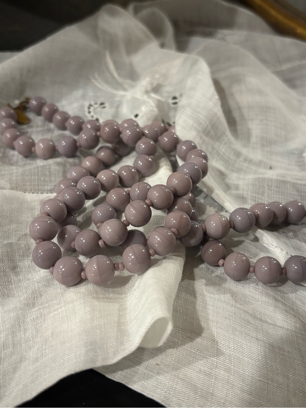 Vintage Miriam Haskell Lavender Purple Bead Necklace